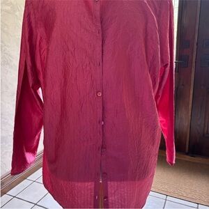 Eileen Fisher Taffetta Vibrant Pink Button-Up Blouse NWT